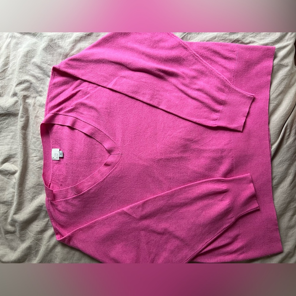 Oversized Pink V Neck Sweater